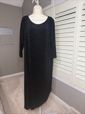 Chicos Travelers Asymmetrical Maxi Shift TravelersDress Stretch Size 2 Casual LG